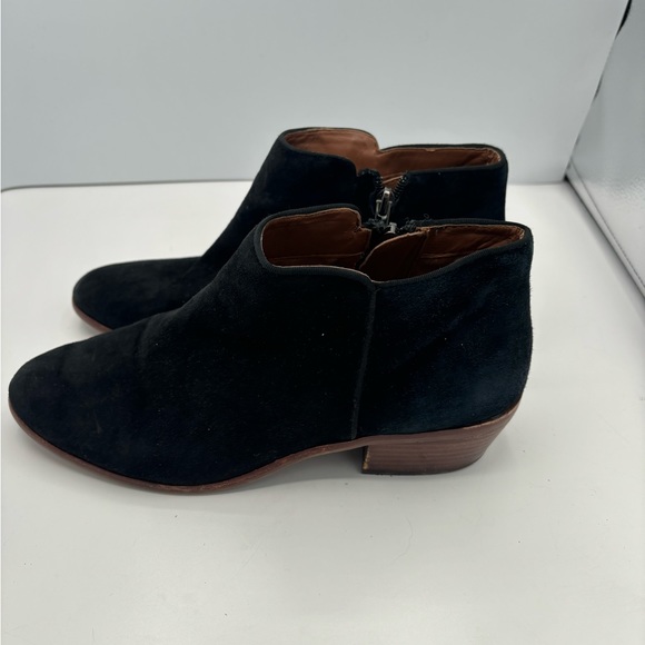Black Suede Sam Edelman Size 9 Booties, wooden heel - Picture 1 of 8